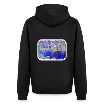 Singapour Aquarelle Esquisse Dessinée à la Main Peinture - Veste à capuche bio Premium Unisexe - noir - Dos - Nico (187cm)