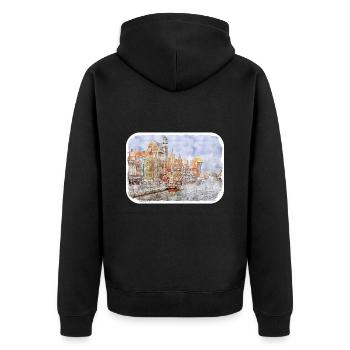 Pologne Repère Aquarelle Esquisse Dessin de peinture - Veste à capuche bio Premium Unisexe - noir - Dos - Nico (187cm)