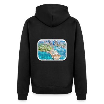 Australie Aquarelle Esquisse Dessinée à la Main Peinture - Veste à capuche bio Premium Unisexe - noir - Dos - Nico (187cm)