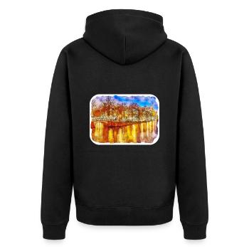 Pays-Bas Aquarelle Esquisse Dessinée Illustration - Veste à capuche bio Premium Unisexe - noir - Dos - Nico (187cm)
