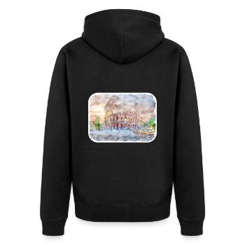 Colisée Rome Italie Aquarelle Esquisse Illustration - Veste à capuche bio Premium Unisexe - noir - Dos - Nico (187cm)