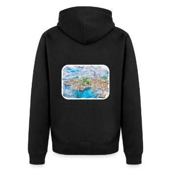 Dubrovnik Croatia Watercolor Sketch Drawn Illustra - Unisex Premium Organic Zip Hoodie - black - Back - Nico (187cm)