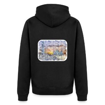 Malaisie Aquarelle Esquisse Dessinée à la Main Illustration - Veste à capuche bio Premium Unisexe - noir - Dos - Nico (187cm)