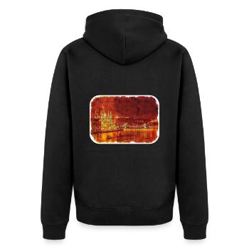 Budapest Ungarn Aquarell Skizze Illustration - Unisex Premium Bio Zip Hoodie - Schwarz - Hinten - Nico (187cm)