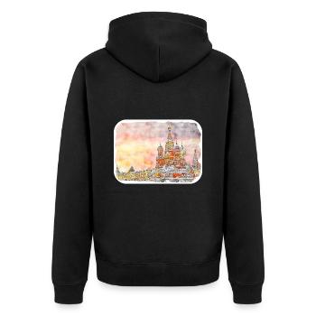 Moskau Russland Aquarell Skizze Zeichnung Zeichnung - Unisex Premium Bio Zip Hoodie - Schwarz - Hinten - Nico (187cm)