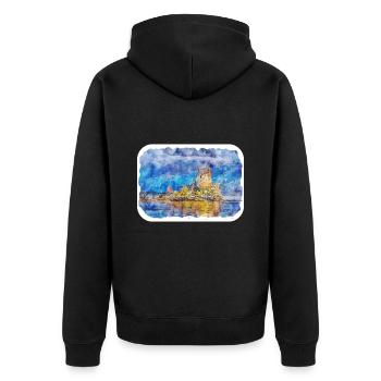 Scotland UK Watercolor Sketch Painting Illustratio - Unisex Premium Organic Zip Hoodie - black - Back - Nico (187cm)