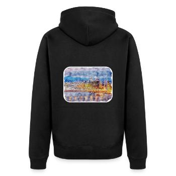 Budapest Ungarn Aquarell Skizze Illustration - Unisex Premium Bio Zip Hoodie - Schwarz - Hinten - Nico (187cm)