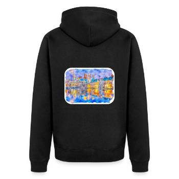 Pays-Bas Aquarelle Esquisse Dessinée Illustration - Veste à capuche bio Premium Unisexe - noir - Dos - Nico (187cm)