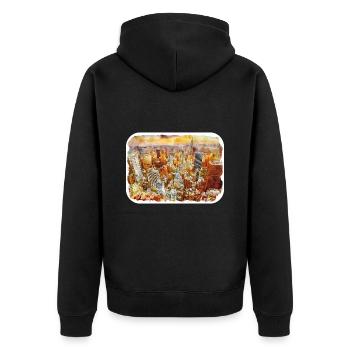 USA Aquarellskizze Handgezeichnete Illustration - Unisex Premium Bio Zip Hoodie - Schwarz - Hinten - Nico (187cm)