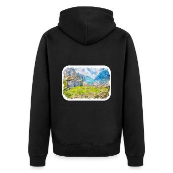 Norvège Aquarelle Esquisse Dessinée à la main Illustration - Veste à capuche bio Premium Unisexe - noir - Dos - Nico (187cm)