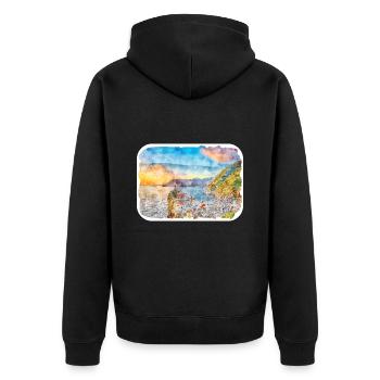 Italie Aquarelle Esquisse Dessinée à la main Illustration - Veste à capuche bio Premium Unisexe - noir - Dos - Nico (187cm)