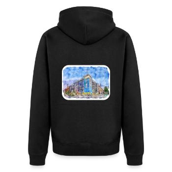 Helsinki Finnland Aquarell Skizze Illustration - Unisex Premium Bio Zip Hoodie - Schwarz - Hinten - Nico (187cm)