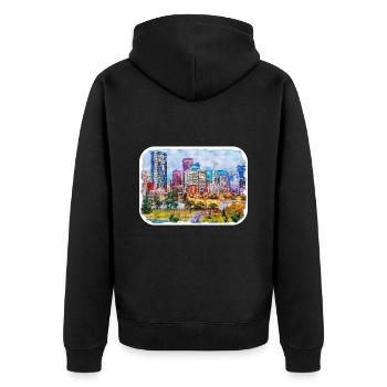 Canada Aquarelle Sketch Illustration dessinée à la main - Veste à capuche bio Premium Unisexe - noir - Dos - Nico (187cm)