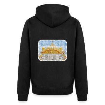 Indien Wahrzeichen Aquarell Skizze Farbe Illustratio - Unisex Premium Bio Zip Hoodie - Schwarz - Hinten - Nico (187cm)