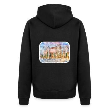 Barcelona Spanien Aquarell Skizze Illustration - Unisex Premium Bio Zip Hoodie - Schwarz - Hinten - Nico (187cm)