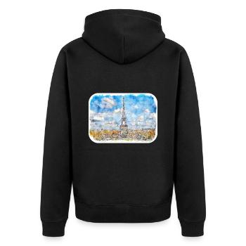 Paris Frankreich Frankreich Aquarell Skizze Illustration - Unisex Premium Bio Zip Hoodie - Schwarz - Hinten - Nico (187cm)