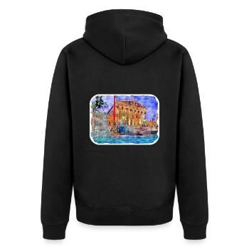 Vienne Autriche Aquarelle Esquisse Peinture - Veste à capuche bio Premium Unisexe - noir - Dos - Nico (187cm)