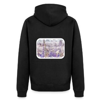 Londres UK Aquarelle Esquisse Dessinée à la Main Peinture - Veste à capuche bio Premium Unisexe - noir - Dos - Nico (187cm)