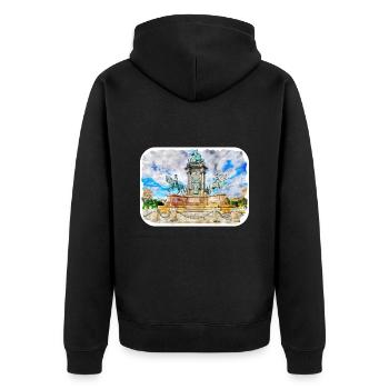 Autriche Aquarelle Esquisse Dessinée à la main Illustration - Veste à capuche bio Premium Unisexe - noir - Dos - Nico (187cm)