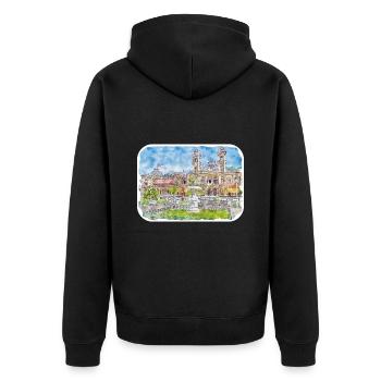 San Sebastian Espagne Aquarelle Sketch Illustration - Veste à capuche bio Premium Unisexe - noir - Dos - Nico (187cm)
