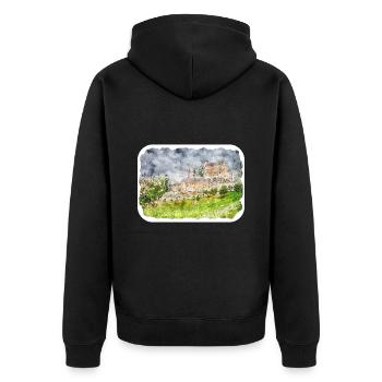 Autriche Aquarelle Esquisse Dessinée à la main Illustration - Veste à capuche bio Premium Unisexe - noir - Dos - Nico (187cm)