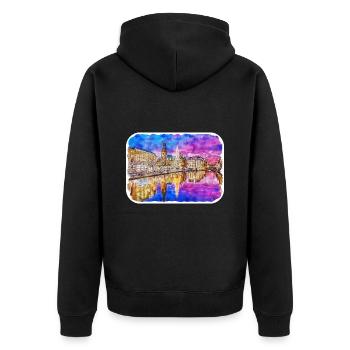 Allemagne Aquarelle Esquisse Dessinée à la main Illustration - Veste à capuche bio Premium Unisexe - noir - Dos - Nico (187cm)