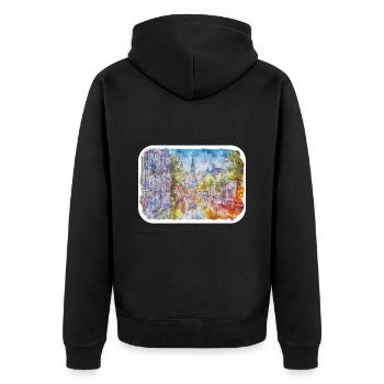 Pays-Bas Aquarelle Esquisse Dessinée Illustration - Veste à capuche bio Premium Unisexe - noir - Dos - Nico (187cm)