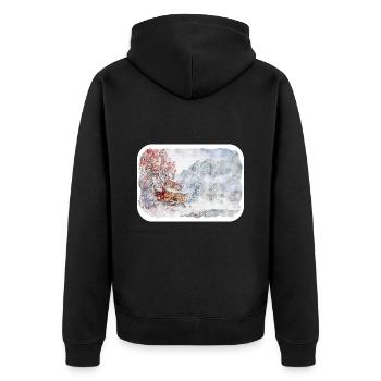 Japan Aquarellskizze Handgezeichnete Illustration - Unisex Premium Bio Zip Hoodie - Schwarz - Hinten - Nico (187cm)