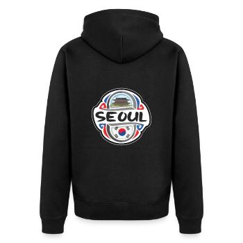 Seoul Südkorea Flagge Abzeichen Reise Souvenir Briefmarke - Unisex Premium Bio Zip Hoodie - Schwarz - Hinten - Nico (187cm)