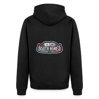 Südkorea Flagge Reise Souvenir Aufkleber Abzeichen Protokoll - Unisex Premium Bio Zip Hoodie - Schwarz - Hinten - Nico (187cm)