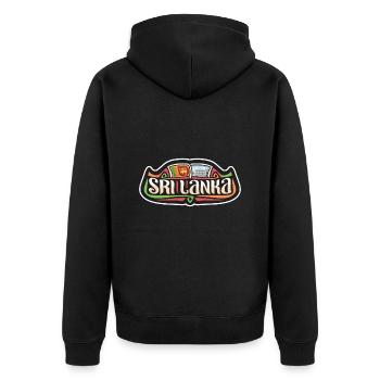Sri Lanka Flagge Reise Souvenir Aufkleber Abzeichen Logo - Unisex Premium Bio Zip Hoodie - Schwarz - Hinten - Nico (187cm)