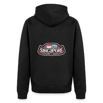 Singapur Flagge Reise Souvenir Aufkleber Abzeichen Logo - Unisex Premium Bio Zip Hoodie - Schwarz - Hinten - Nico (187cm)