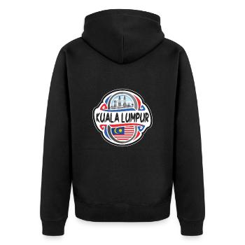Kuala Lumpur Malaysia Flagge Reise Souvenir Abzeichen S - Unisex Premium Bio Zip Hoodie - Schwarz - Hinten - Nico (187cm)