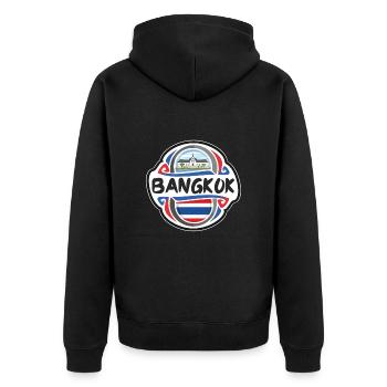 Bangkok Thaïlande Flag Badge Voyage Souvenir Timbre - Veste à capuche bio Premium Unisexe - noir - Dos - Nico (187cm)