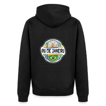 Rio de Janeiro Brésil Drapeau Voyage Souvenir Badge S - Veste à capuche bio Premium Unisexe - noir - Dos - Nico (187cm)