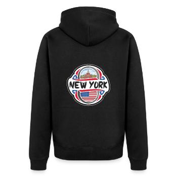 New York États-Unis Drapeau des États-Unis Souvenir de voyage Ba - Veste à capuche bio Premium Unisexe - noir - Dos - Nico (187cm)