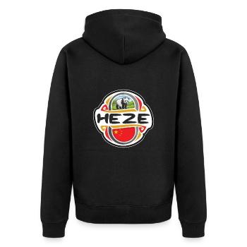 Heze Chine Drapeau Badge Souvenir de Voyage Timbre - Veste à capuche bio Premium Unisexe - noir - Dos - Nico (187cm)