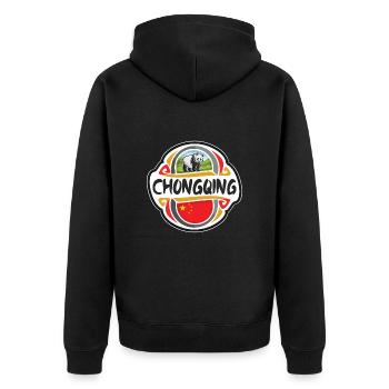 Chongqing Chine Drapeau Badge Voyage Souvenir Timbre - Veste à capuche bio Premium Unisexe - noir - Dos - Nico (187cm)