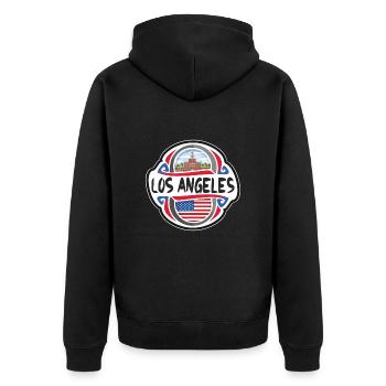 Los Angeles États-Unis Drapeau des États-Unis Souvenir de voyage - Veste à capuche bio Premium Unisexe - noir - Dos - Nico (187cm)