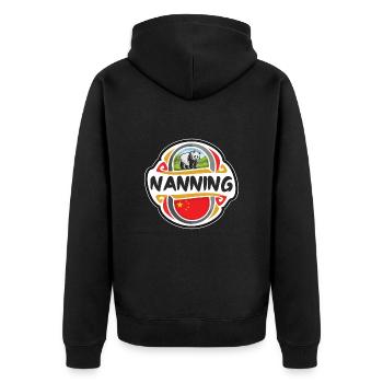 Nanning China Flag Badge Souvenir de voyage - Veste à capuche bio Premium Unisexe - noir - Dos - Nico (187cm)