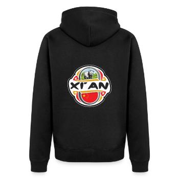 Xi'an China Flagge Abzeichen Reise Souvenir Stempel - Unisex Premium Bio Zip Hoodie - Schwarz - Hinten - Nico (187cm)