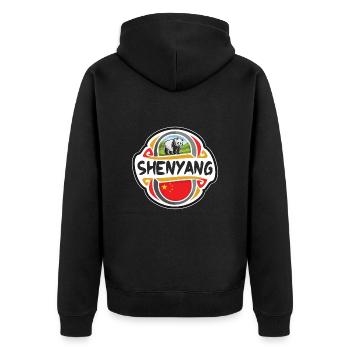Shenyang Chine Drapeau Badge Souvenir de Voyage Timbre - Veste à capuche bio Premium Unisexe - noir - Dos - Nico (187cm)