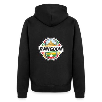 Rangun Myanmar Flagge Abzeichen Reise Souvenir Stempel - Unisex Premium Bio Zip Hoodie - Schwarz - Hinten - Nico (187cm)