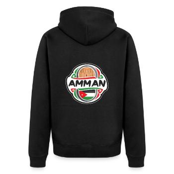 Amman Jordanie Drapeau Badge Voyage Souvenir Timbre - Veste à capuche bio Premium Unisexe - noir - Dos - Nico (187cm)