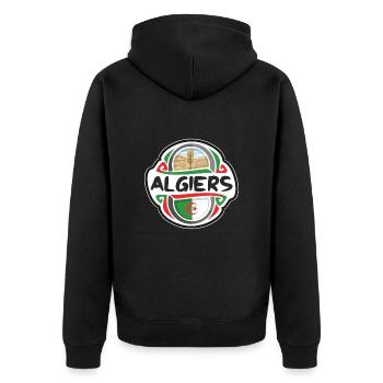 Algiers Algeria Flag Badge Travel Souvenir Stamp - Unisex Premium Organic Zip Hoodie - black - Back - Nico (187cm)