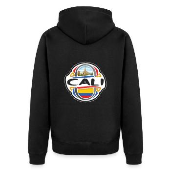 Cali Colombia Flag Badge Travel Souvenir Stamp - Unisex Premium Organic Zip Hoodie - black - Back - Nico (187cm)
