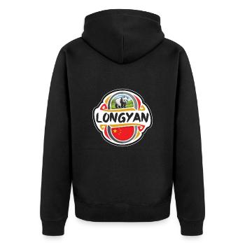 Longyan Chine Drapeau Badge Souvenir de Voyage Timbre - Veste à capuche bio Premium Unisexe - noir - Dos - Nico (187cm)