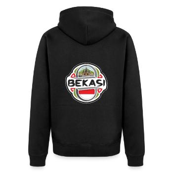 Bekasi Indonesien Flagge Abzeichen Reise Souvenir Briefmarke - Unisex Premium Bio Zip Hoodie - Schwarz - Hinten - Nico (187cm)