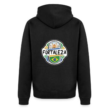Fortaleza Brésil Drapeau Badge Souvenir de Voyage Timbre - Veste à capuche bio Premium Unisexe - noir - Dos - Nico (187cm)