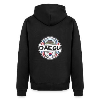 Daegu South Korea Flag Badge Travel Souvenir Stamp - Unisex Premium Organic Zip Hoodie - black - Back - Nico (187cm)
